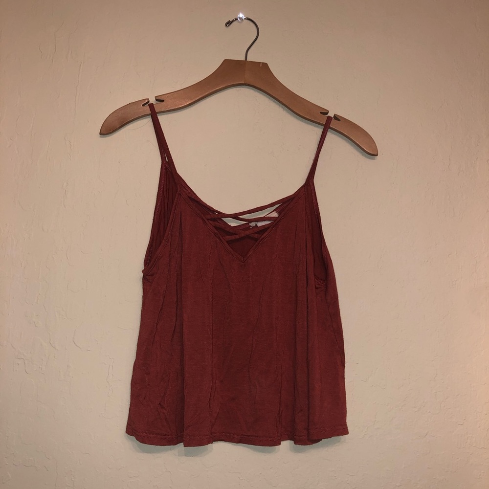 Crop top tank top with straps in front top